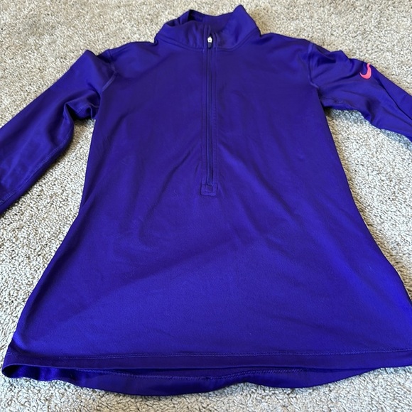 Nike Pro Quarter Zip Purple Long Sleeve Top Sz Medium Dri Fit - Picture 2 of 8